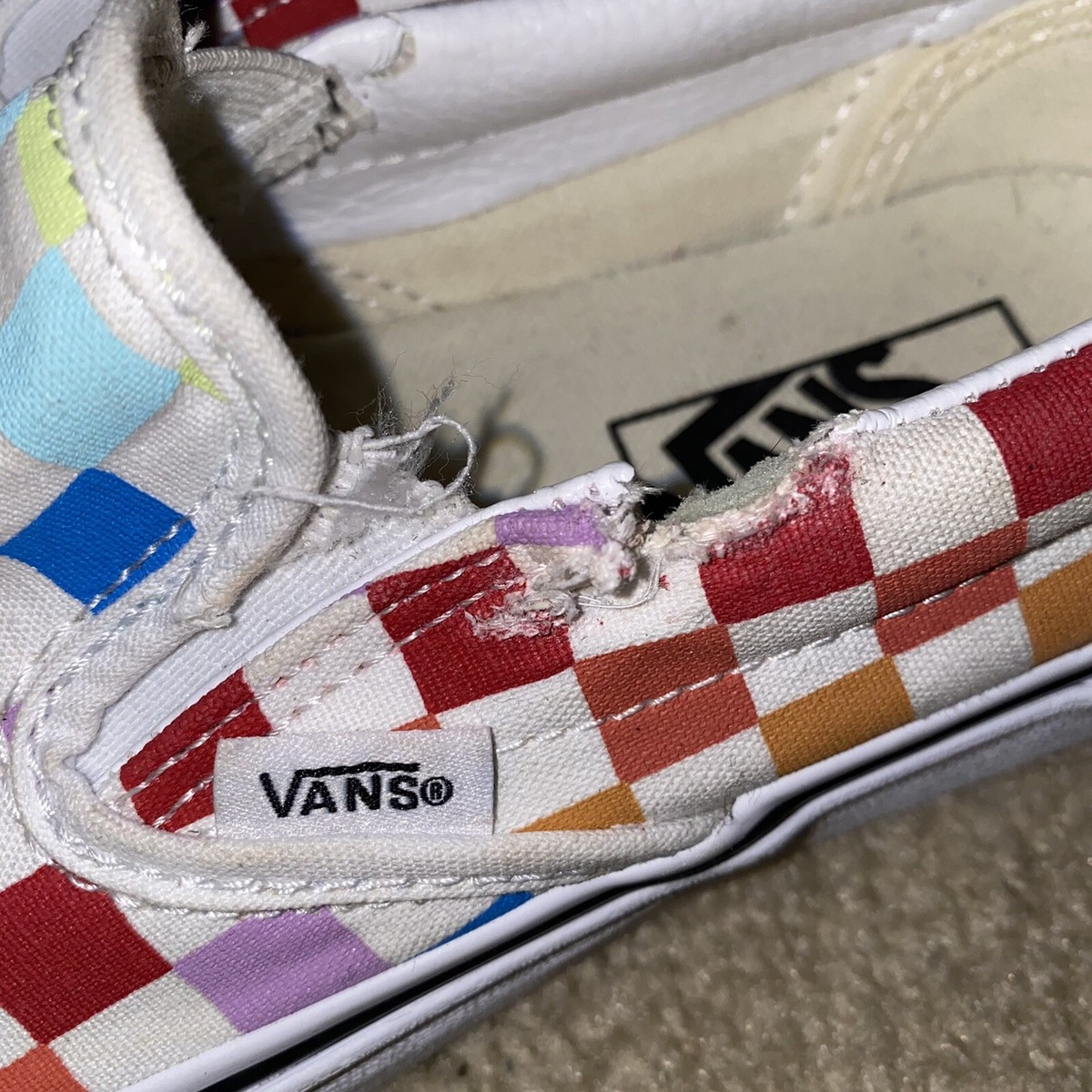 VANS RAINBOW CHECKERED SIZE M 5.5 / W 7 DAMAGED USED | eBay