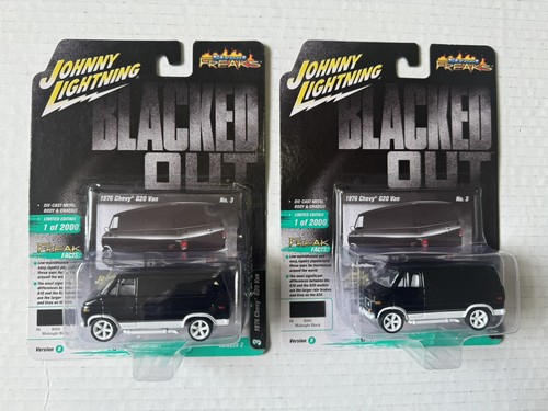 Blacked Out (2) 1976 Chevrolet G20 Van Johnny Lightning 1/2000 Neu / Karte B205