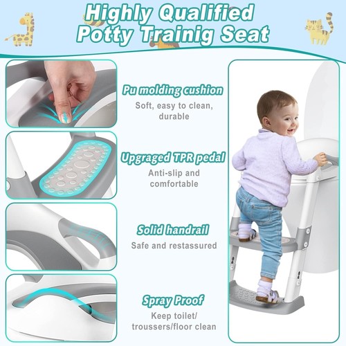 Potty Training Seat for Kids, Baby Toddler Toilet Potty Chair, Step Stool Ladder - Picture 7 of 7