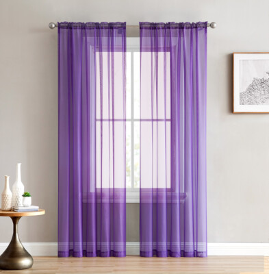 Jenna Collection Sheer Voile Solid Window Curtain Panel  - Set of 2 - ALL COLORS