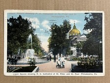 Postcard Philadelphia PA Logan Square RC Cathedral of St Peter & St Paul Antique