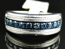 2.2Ct Round Lab-Created Sapphire Engagement Mens Band Ring 14K White Gold Plated