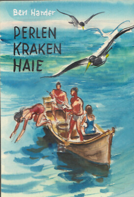 Original drawing Wilhelm own cover picture pearls octopus sharks by Ben Harder 1955