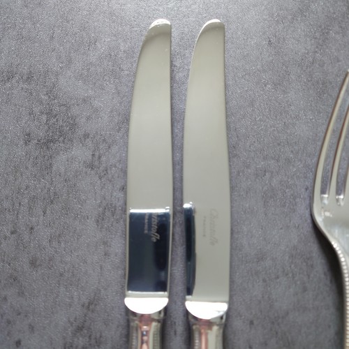 Christofle Perles 6pcs Silverplate Flatware Table Knife Fork Spoon Excellent - Picture 3 of 18