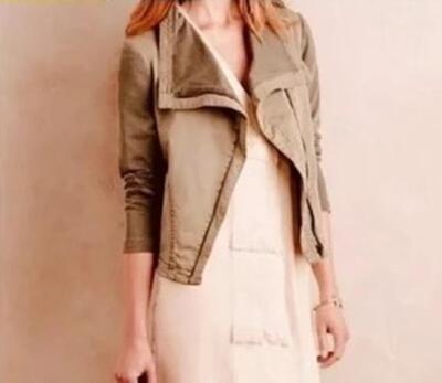 Anthropologie MARRAKECH Faravel Moto Jacket Khaki Olive, Size