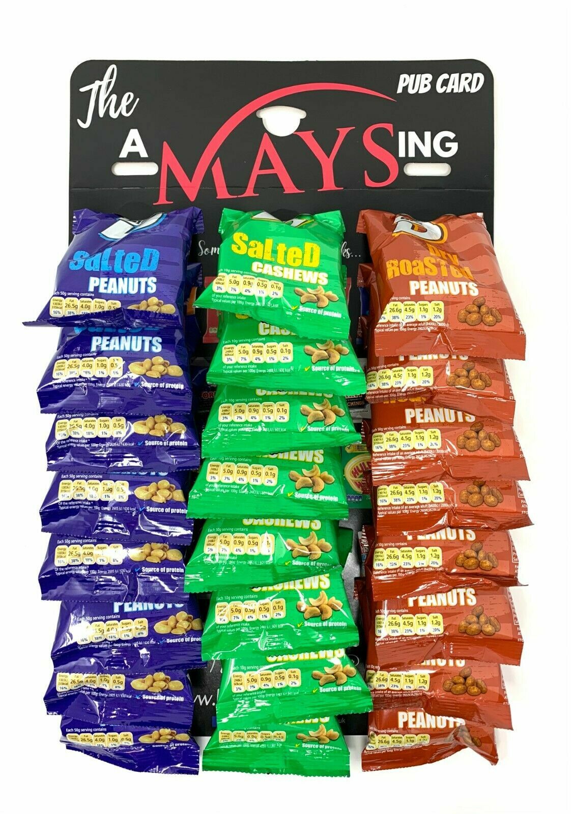 Big D Mix Salted | Dry Roast | Cashew Nuts 24 Pack 'AMaysing' Pub Card