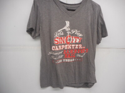 Women's Las Vegas Sin City Funny Gray V-neck T-shirt Size Small