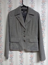 Signature By Larry Levine Blazer Women's Sz 4 Gray Preppy Work Wear Three Button