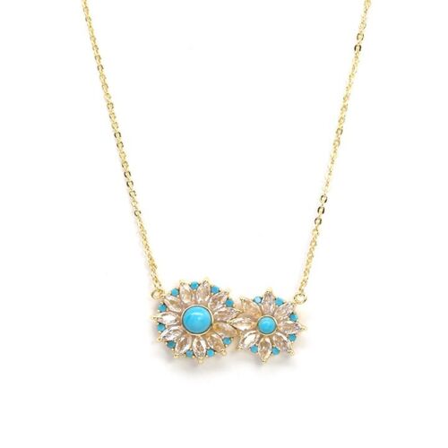 Gold Plated Cubic Zirconia with Shell Pendant Necklace & Earrings Set. - Picture 2 of 3