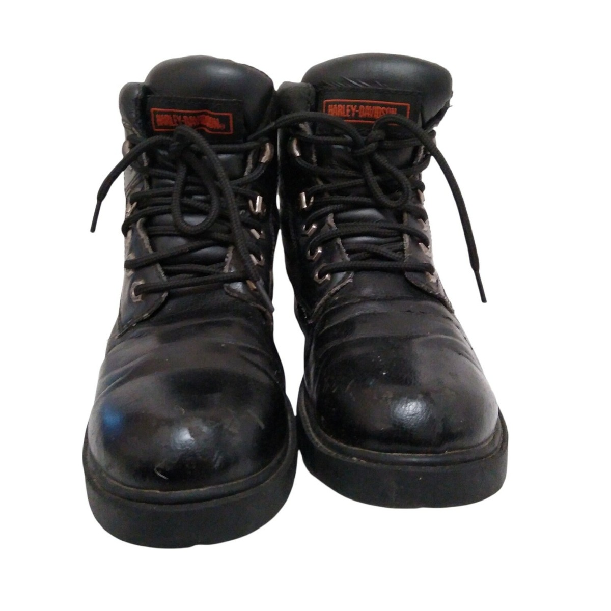 Harley Davidson Womens Black Faux Vegan Leather Laced Ankle  display picture 1