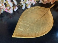 Leaf  Embossed Design  Gold Coloured Aluminium Decoration Plate/ Trinket Dish