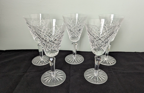 5 Waterford Crystal Templemore Claret Wine Glasses 6 1/4" 16cm