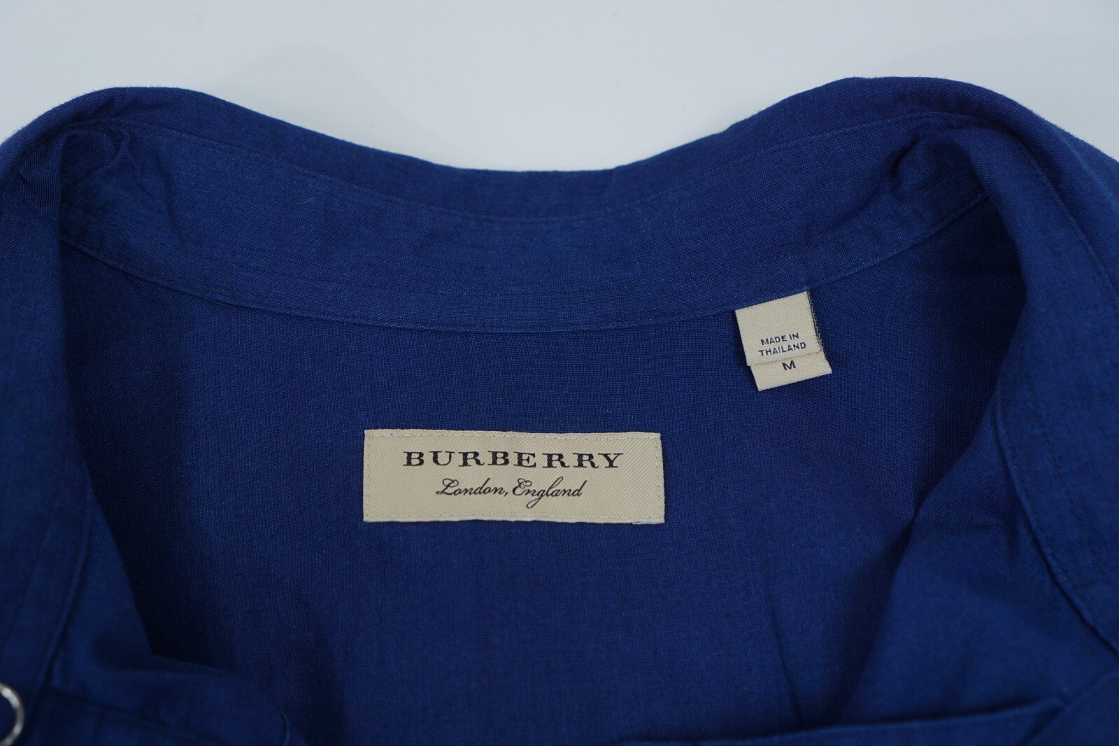 Men Burberry Shirt Suffield Indigo Blue Cotton Casual Size M image 3