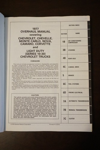1977 Chevrolet Passenger Cars & Light Duty Trucks Unit Repair (Overhaul) Manual - Foto 3 di 4