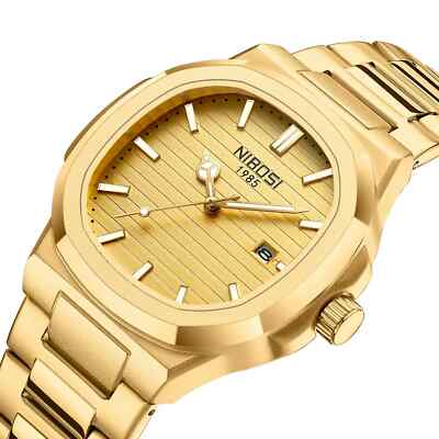 Uhr Herren Edelstahl Eckig Quarz Analog Uhr Männlich Wasserdicht Armbanduhr