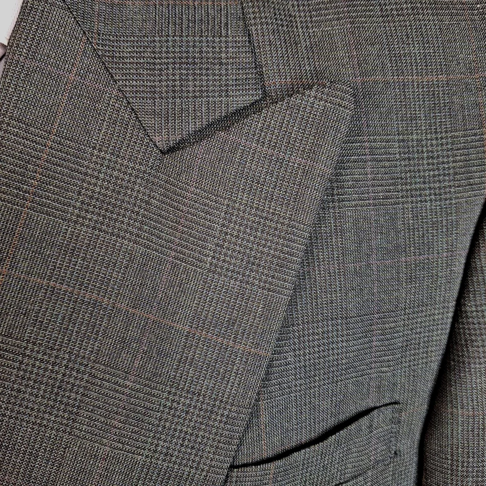 Traje Cellini Uomo 2 Piezas Hombre 40L 30X32 Gris Cuadros Doble Pecho Foto 3 de 4