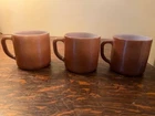 Lot of 3 Vintage Federal Brown Glass D Handle Milk Glass Coffee Mugs Cups 1950s