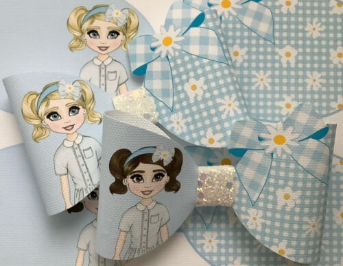 CONFEZIONE 32 PASSANTI FIOCCO TESSUTO TELA STAMPATA 3D MARGHERITA GINGHAM CREA I TUOI FIOCCHI CAPELLI - Foto 2 di 10