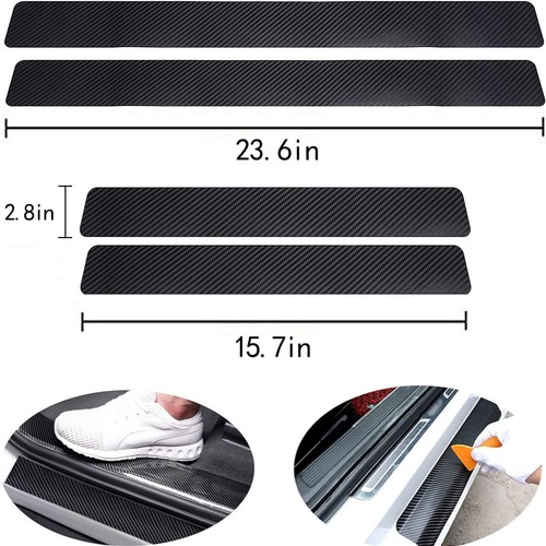 Car Interior Stickers Accessories Door Sill Scuff Cover Carbon Fiber Vinyl Wrap - Picture 8 of 10