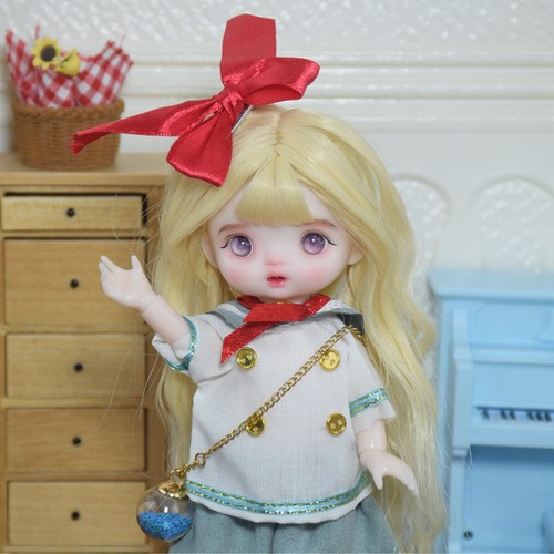 Mini 16cm Girl Doll Toy Cute Doll Removable Blonde Wig and Full Set Clothes Suit - 第 11/21 張圖片
