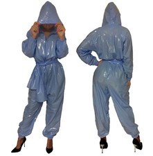 PVC Jumpsuit Schwitzanzug Strampler Overall Lackoptik Spielanzug 20028HL Blau 