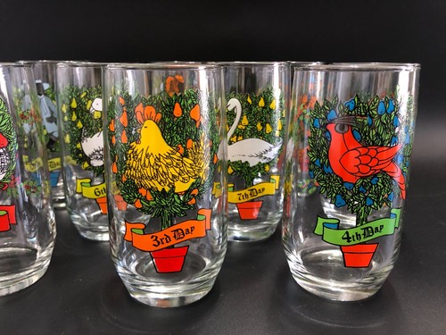 12 DAYS OF CHRISTMAS Drinking Glasses EXCELLENT 12 Anchor Hocking ORIG BOX USA - Picture 7 of 16