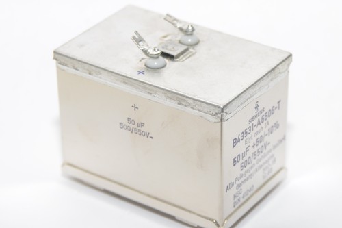 Vintage Electrolytic Capacitor Siemens B43531 Elyt rauh IA, 50 µF / 500 V-, NOS - Picture 5 of 9