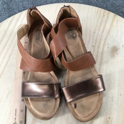 Croft And Barrow Sandals Womens 10 M Quinci Zip Ankle Strappy Brown Faux Leather - 第 9/18 張圖片