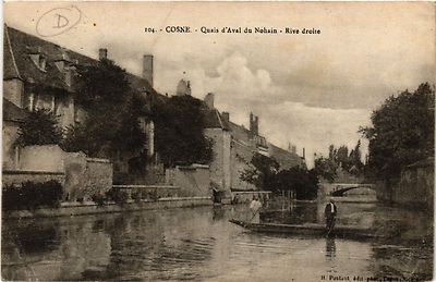 Old postcard COSNE - Quais d'Aval du NOHAIN right bank (421014)