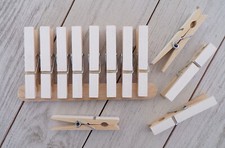 WHITE Clothes Pins Hand Painted Wood, SET Of 25, Baby Shower Laundry Clothespins