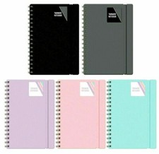 A5/A4 Notebook Note Pad Twin wire Spiral Poly Pastel Banded Lined Journal Ruled
