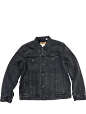 Levi's Mens Denim Flannel Lined Trucker Jacket Zion Black 0004