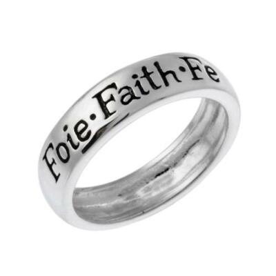 Sterling Silver 'Foie, Faith, Fe' Inspirational Ring S7