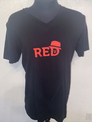 Malibu Red Caribbean Rum V-Neck T-Shirt Large Black Tequila Coconut Liqueur Bar
