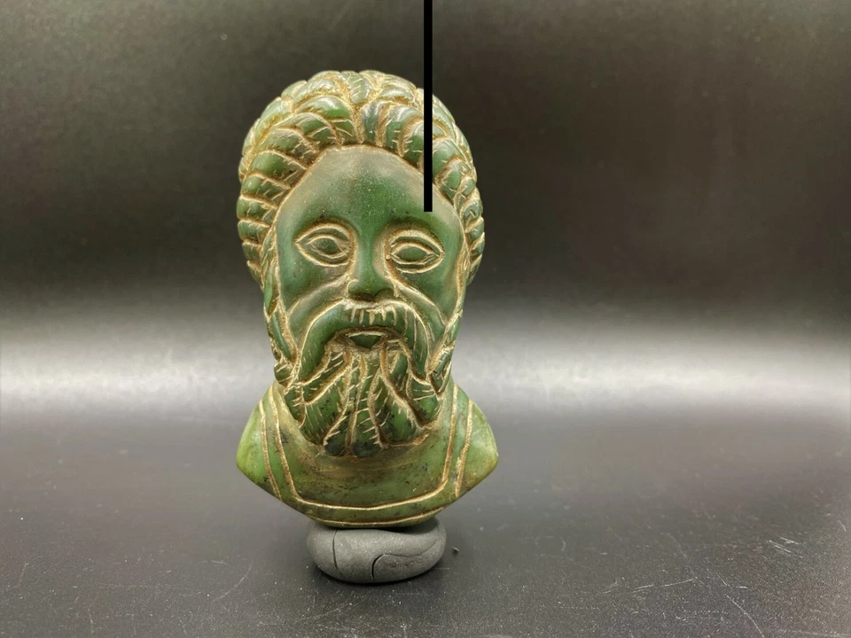 Antigua figura antigua de medio cuerpo humano aventurina hermosa rara arte vintage Foto 3 de 4