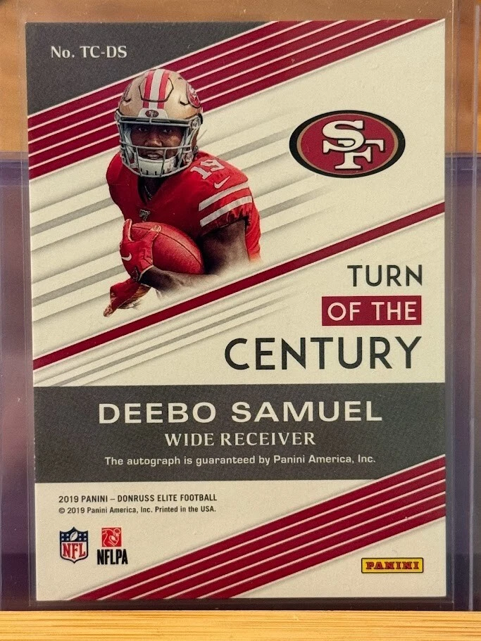 2019 Donruss Elite Deebo Samuel Orange Turn Of The Century Rookie RC Auto /25 - Image 2 of 4