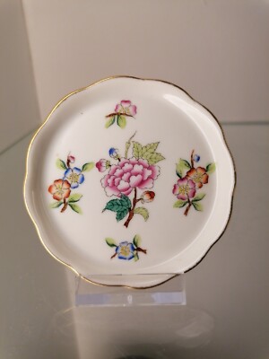 Herend Hvngary, Porzellan, Untersetzer, 7562/Blumen, Goldrand, Ø 8,0 cm