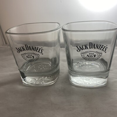 Jack Daniels Old No. 7 Embossed Bottom Lowball Rocks Whiskey Glasses Set Of 2