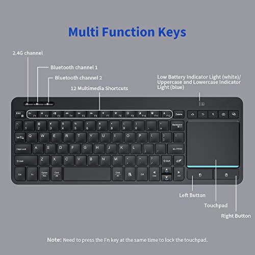 PryRose Wireless Keyboard With Touchpad - Picture 2 of 8