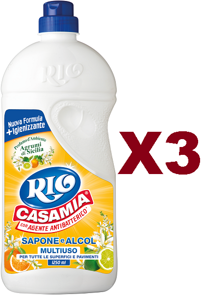 3 PZ RIO CASAMIA AGRUMI DI SICILIA SAPONE E ALCOL DETERGENTE MULTIUSO 1250ML