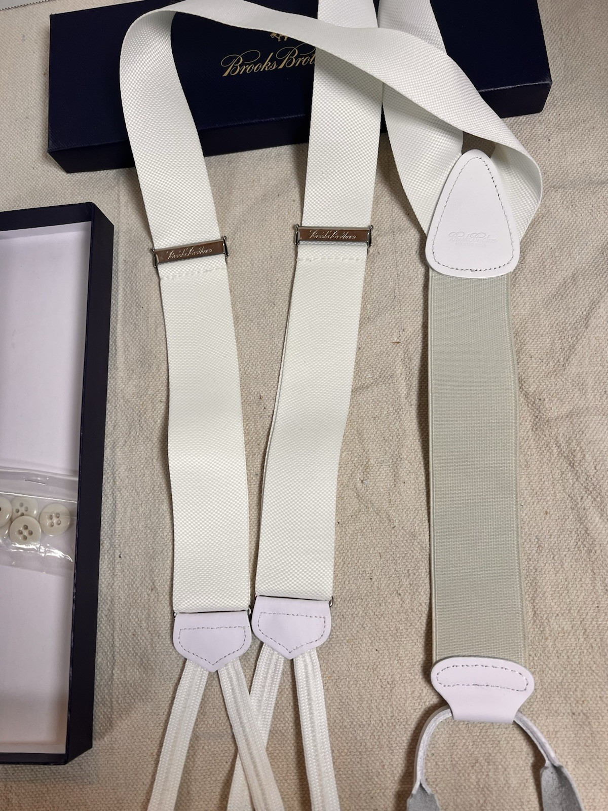 BROOKS BROTHERS Solid White Braces Suspenders USA - image 4