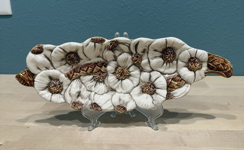 Vintage Italian Hand-Painted 3D Garlic Bulb Spoon Rest Small Serving Dish 11”