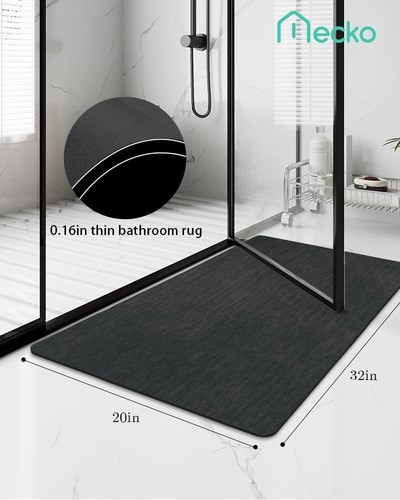 Bath Mat, Ultra Absorbent Quick Dry Bathroom Floor Mats-Rubber Non-Slip Thin ... - Picture 2 of 7