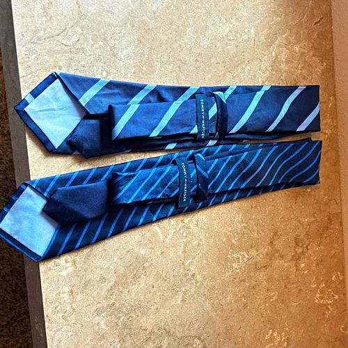 Tommy Hilfiger Lot of 2 Men's Ties Blue/Navy Striped Logo Accent - product listing photo