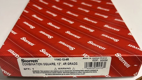 Starrett 50056 - 12" 4R Combination Square 11HC-12-4R USA Mfg