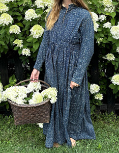 antique blue calico dress Andrea & Leo WL087 PINK Color:Blue Foil licensed Little House on