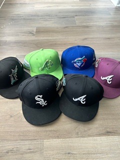 New Era MLB Fitted Caps Lot World Series Braves Jays Sox Marlins 7 3/8 7 5/8