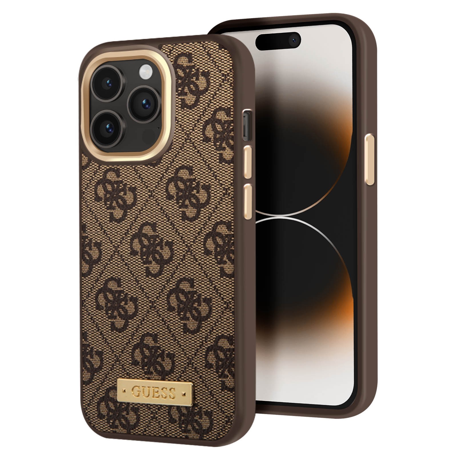 Coque antichoc iPhone 14 Pro Max Guess compatible induction marron - 2