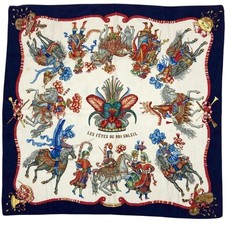 HERMES HERMES CARRE 90 LES FETES DU ROI SOLEIL Scarf Silk