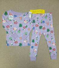NWT OLD NAVY Christmas Pajamas PJs 2PC Unisex Toddler Santa Purple Size 2T